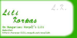 lili korpas business card